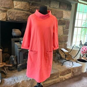 Boden Coral Cowl Neck Dress with Pockets